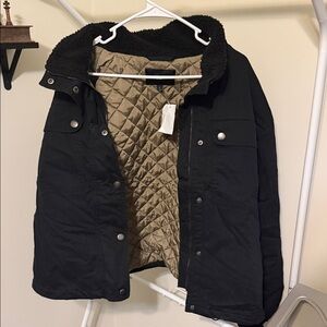 Banana Republic Black and Tan Quilted Jacket